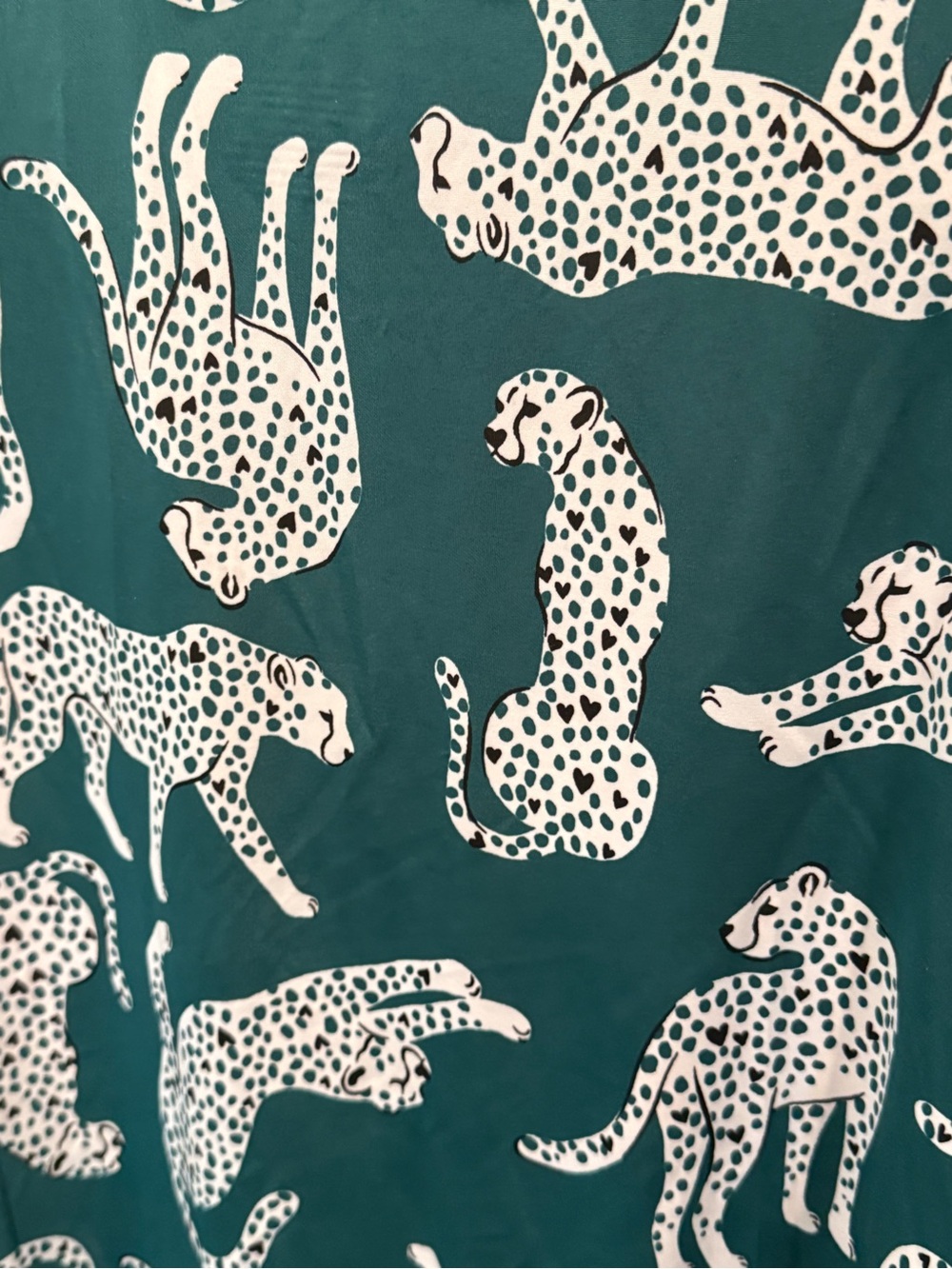 Derek Heart Long Sleeve Leopard Jaguar Print Button Up Blouse Size L Green - Picture 5 of 6